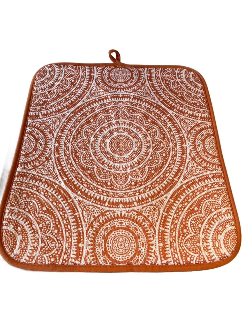 Cuisnart Orange & White Mandala Designed Drying Mat for Hand Washed Dishes